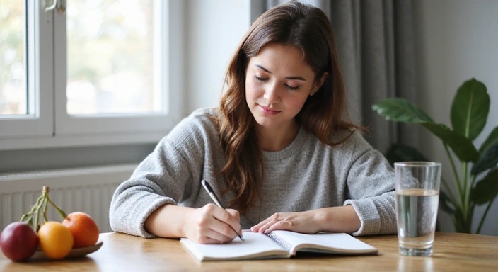 Kobieta zapisująca cele w notesie